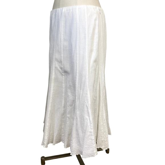 Y2K Dress Barn White Cotton Fairy Core Boho Whimsy Coquette Flare Fishtail Skirt - Picture 2 of 12